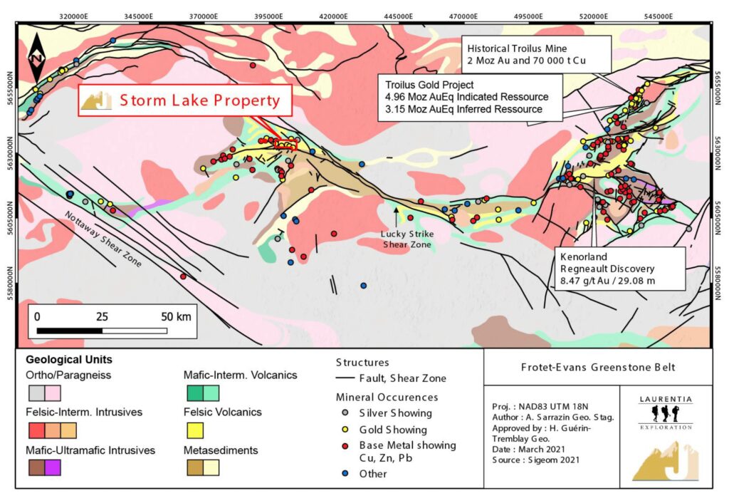 Frotet-Evans Greenstone Belt map